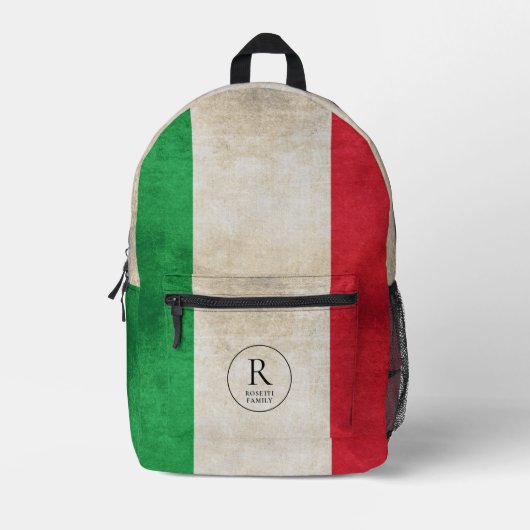Italienische Flagge - Monogramm Bedruckter Rucksack (Vorderseite)