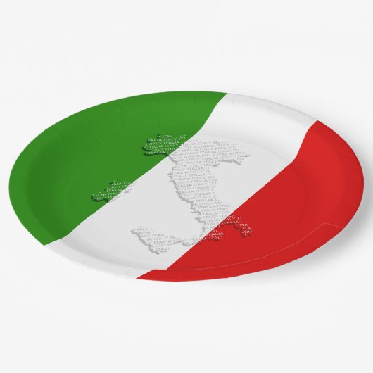 Italienische Flagge Pappteller (Schrägansicht)