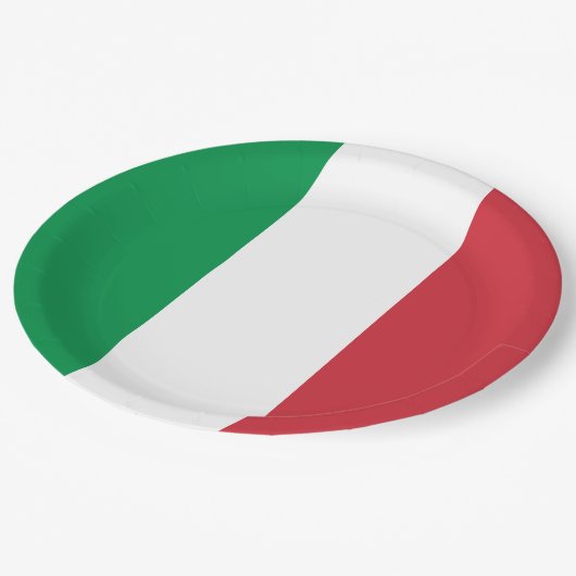Italienische Flagge Pappteller (Schrägansicht)