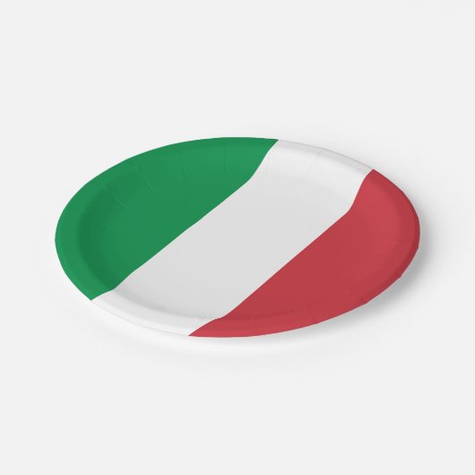 Italienische Flagge Pappteller (Schrägansicht)