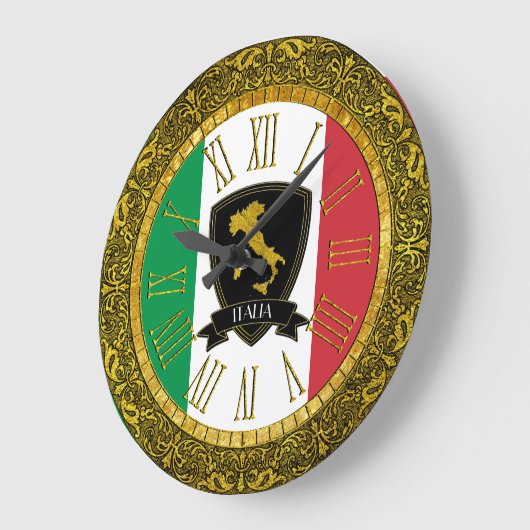 Italienische Flagge personalisieren Text Große Wanduhr (Winkel)