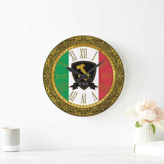 Italienische Flagge personalisieren Text Große Wanduhr (Zuhause)