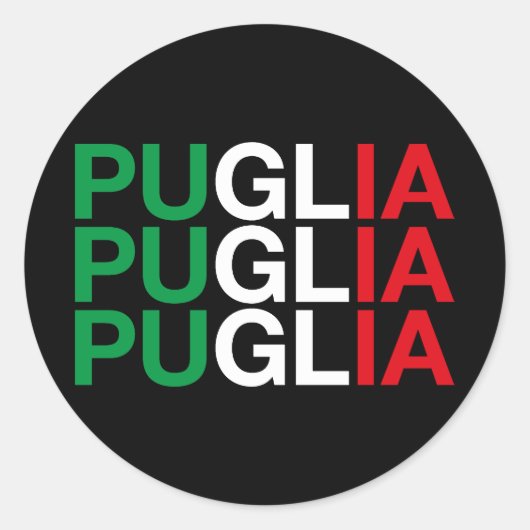 Italienische Flagge PUGLIA Runder Aufkleber (Vorderseite)