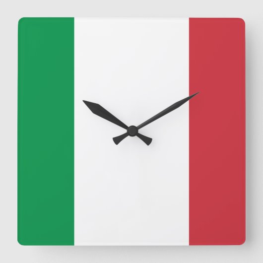 Italienische Flagge Quadratische Wanduhr (Vorderseite)