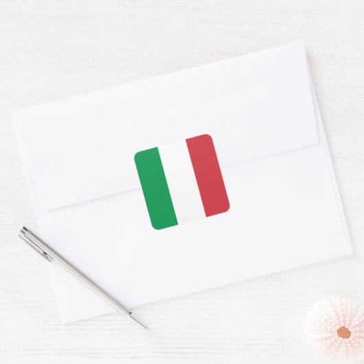Italienische Flagge Quadratischer Aufkleber (Umschlag)