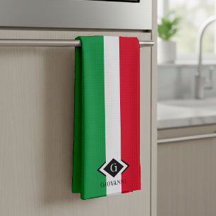 Italienische Flagge Red White Green Italia Monogra Geschirrtuch