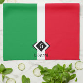 Italienische Flagge Red White Green Italia Monogra Geschirrtuch (Gefaltet)