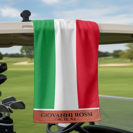 Italienische Flagge Roter weißer grüner Name Golfhandtuch