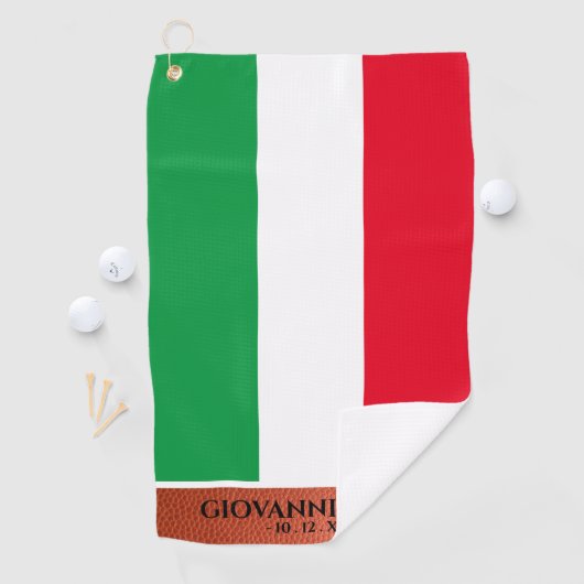 Italienische Flagge Roter weißer grüner Name Golfhandtuch (Insitu)