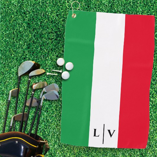 Italienische Flagge Rotes Weißes Grün Initialen Golfhandtuch