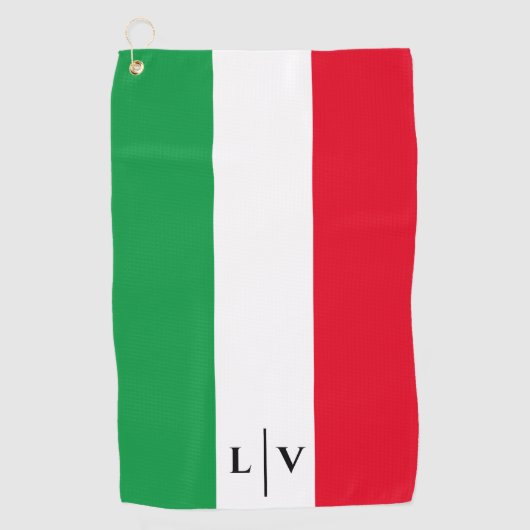 Italienische Flagge Rotes Weißes Grün Initialen Golfhandtuch (Vorderseite)