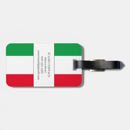 Italienische Flagge Rotes Weißes Grün Italien Gepäckanhänger (Rückseite horizontal)