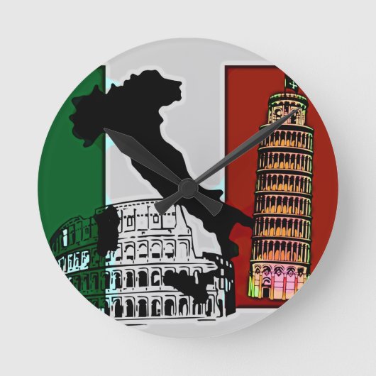 Italienische Flagge Runde Wanduhr (Vorderseite)