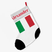 Italienische Flagge Sportsocken Design mit Namen Großer Weihnachtsstrumpf (Rückseite (Hängend))