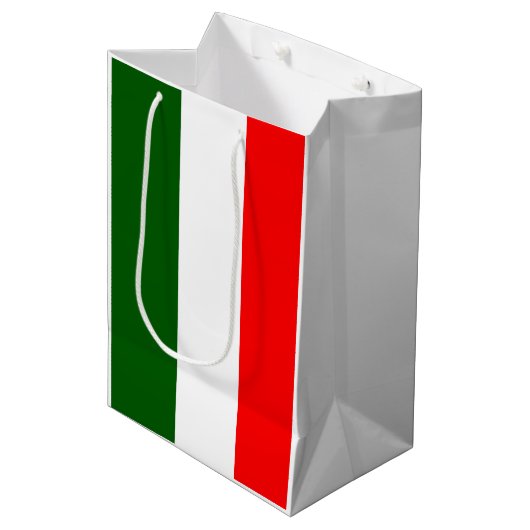 Italienische Flagge Streifen Design Geschenktasche Mittlere Geschenktüte (Vorderseite Schrägansicht)
