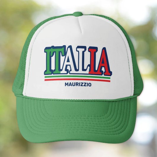 Italienische Flagge (Typ 3-D) Personalisiert Truckerkappe