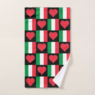 Italienische Flagge und Herz-Muster-Spaß Italien-P Handtuch