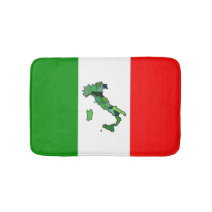 Italienische Flagge und Karte von Italien Badematte