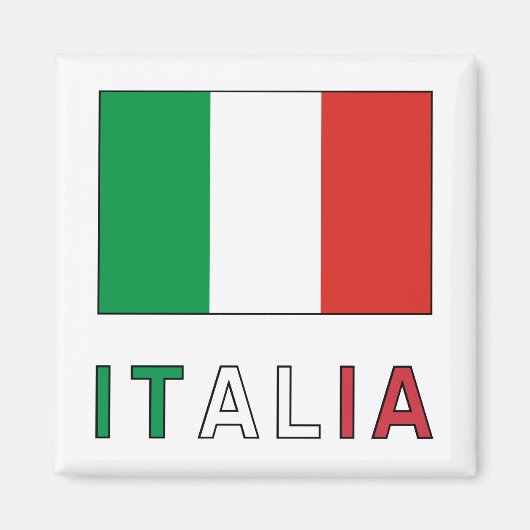 Italienische Flagge und Wort Magnet (Vorne)