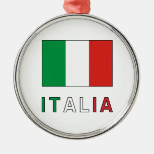 Italienische Flagge und Wort Silbernes Ornament