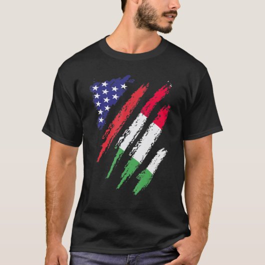 Italienische Flagge USA Patriot Heritage Mon T-Shirt (Vorderseite)