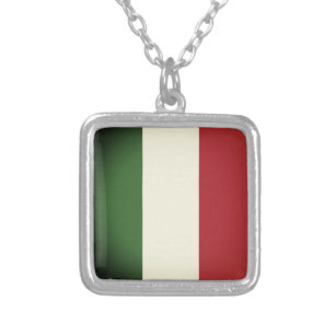 Italienische Flagge Versilberte Kette