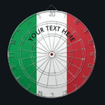 Italienische Flagge von Italien-Gewohnheit Dartscheibe<br><div class="desc">Italienische Flagge von Italien-Gewohnheit Dartboard. Landflaggen-Spielentwurf für Zuhause,  Schlafzimmer,  Pub,  Bar,  mancave etc. Italien tricolore Stolzpfeilbrett. Personalizable mit Ihrem eigenen Text.  Coole Erbgeschenkidee für Freunde,  Familie,  Co-Arbeitskraft,  jugendlich Kinder etc.</div>