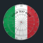 Italienische Flagge von Italien-Gewohnheit Dartscheibe<br><div class="desc">Italienische Flagge von Italien-Gewohnheit Dartboard. Landflaggen-Spielentwurf für Zuhause,  Schlafzimmer,  Pub,  Bar,  mancave etc. Italien tricolore Stolzpfeilbrett. Personalizable mit Ihrem eigenen Text.  Coole Erbgeschenkidee für Freunde,  Familie,  Co-Arbeitskraft,  jugendlich Kinder etc.</div>