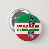 Italienische Flagge von Italien Pisa Button (Vorne & Hinten)