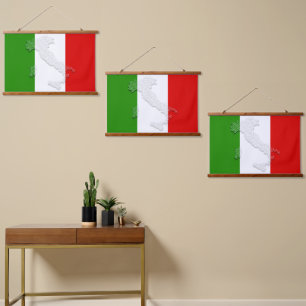 Italienische Flagge Wandteppich Mit Holzrahmen