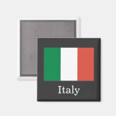 Italienische Flagge, weißer Text, Magnet (Vorderseite/Rückseite)