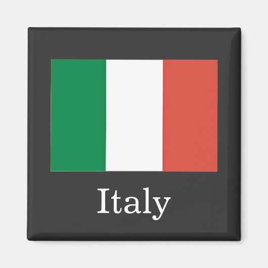Italienische Flagge, weißer Text, Magnet (Vorne)