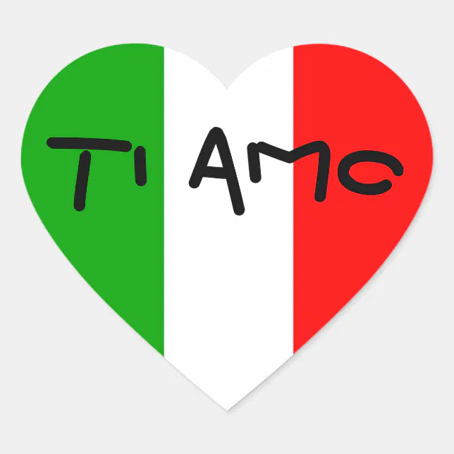 Italienische Flaggen-Herz-Ti-Amo-Aufkleber Herz-Aufkleber | Zazzle.de