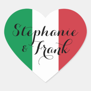 Italienische Flaggenfarben Hochzeit Herz-Aufkleber