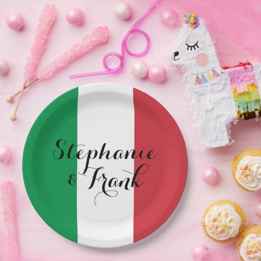 Italienische Flaggenfarben Hochzeit Pappteller (Party)