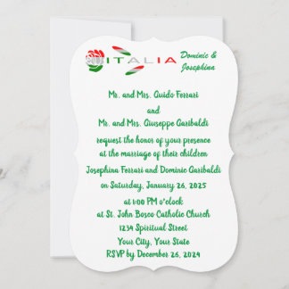 Italienische Flaggenrose Italia Einladung