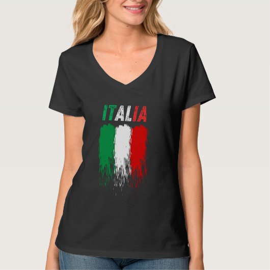 Italienische Flaggenstolz Tragen Sie Ihre Farben L T-Shirt (Vorderseite)
