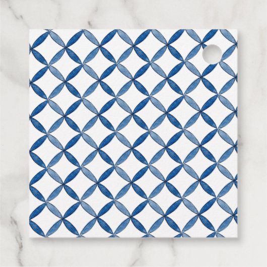 Italienische Fliesen in Blau und Weiß Geschenkanhänger (Rückseite)