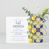 Italienische Fliesen | Lemon Theme Summer Brautpar Einladung (Stehend Vorderseite)