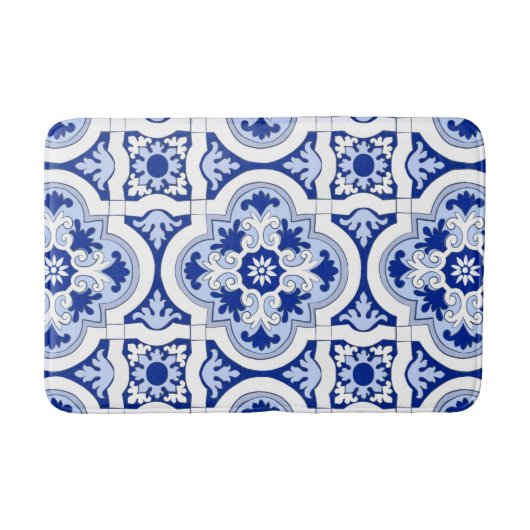 Italienische Fliesen, Majolika, Blau und Weiß   Badematte (Vorderseite)