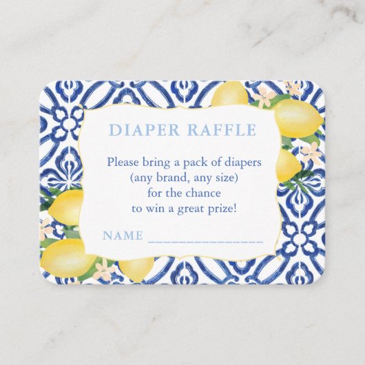 Italienische Fliesen und Lemons Kinderdusche Winde Begleitkarte (Vorderseite)