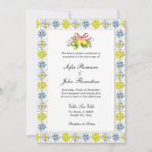 Italienische Fliesengrenze mit Lemons & Bow Weddin Einladung (Vorderseite)