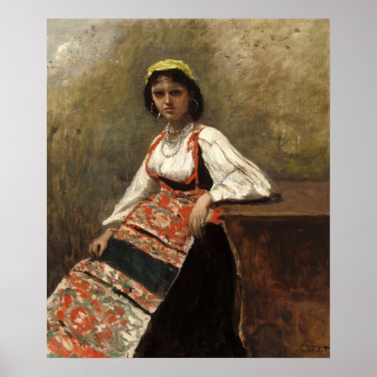 Italienische Frau - Jean-Baptiste - Corot Fine Art Poster (Vorne)
