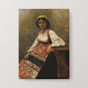 Italienische Frau (La Morieri) von Corot Button