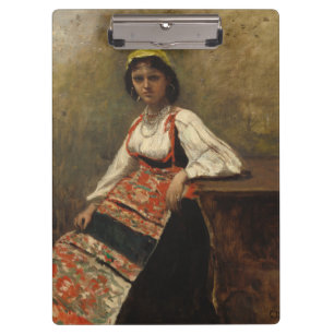 Italienische Frau (La Morieri) von Corot Klemmbrett