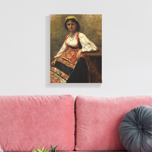 Italienische Frau (La Morieri) von Corot Leinwanddruck (Insitu (Wohnzimmer))