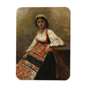 Italienische Frau (La Morieri) von Corot Magnet