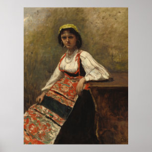 Italienische Frau (La Morieri) von Corot Poster