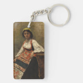 Italienische Frau (La Morieri) von Corot Schlüsselanhänger (Rückseite)