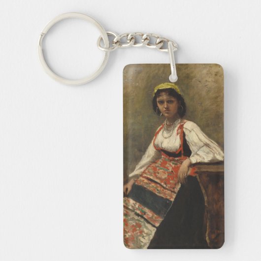 Italienische Frau (La Morieri) von Corot Schlüsselanhänger (Vorderseite)